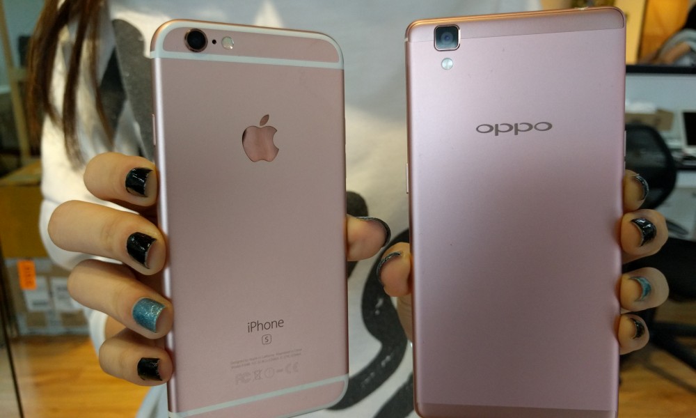 OPPO R7s玫瑰对比iPhone 6s玫瑰金