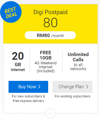 瘋了！ Digi 最新 Postpaid 每月只需 RM50 就提供 10GB 上網 Data；RM80 月費提供 20GB Data & 無限通話！ 2