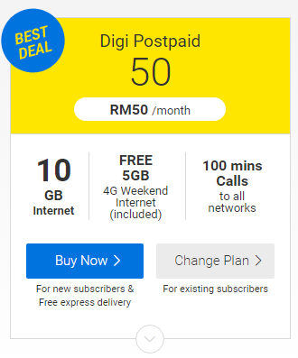 瘋了！ Digi 最新 Postpaid 每月只需 RM50 就提供 10GB 上網 Data；RM80 月費提供 20GB Data & 無限通話！ 1