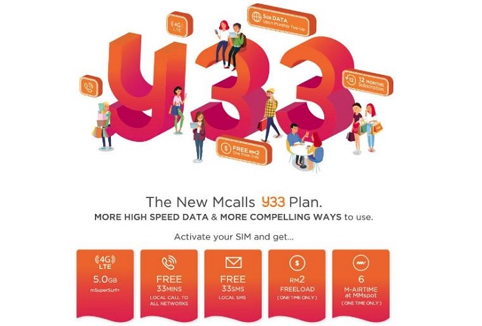 全新 Mcalls Y33 Prepaid 登場：每月充值 RM30 就能免費獲得 5GB LTE Data、通話時間、SMS 以及積分換贈品！ 1