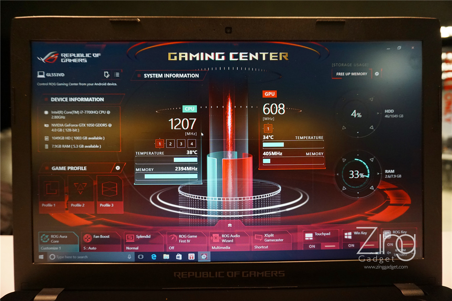 ASUS ROG Strix GL553VD (Intel i7/GTX1050) Budget Gaming Notebook Experience Report - Zing Gadget