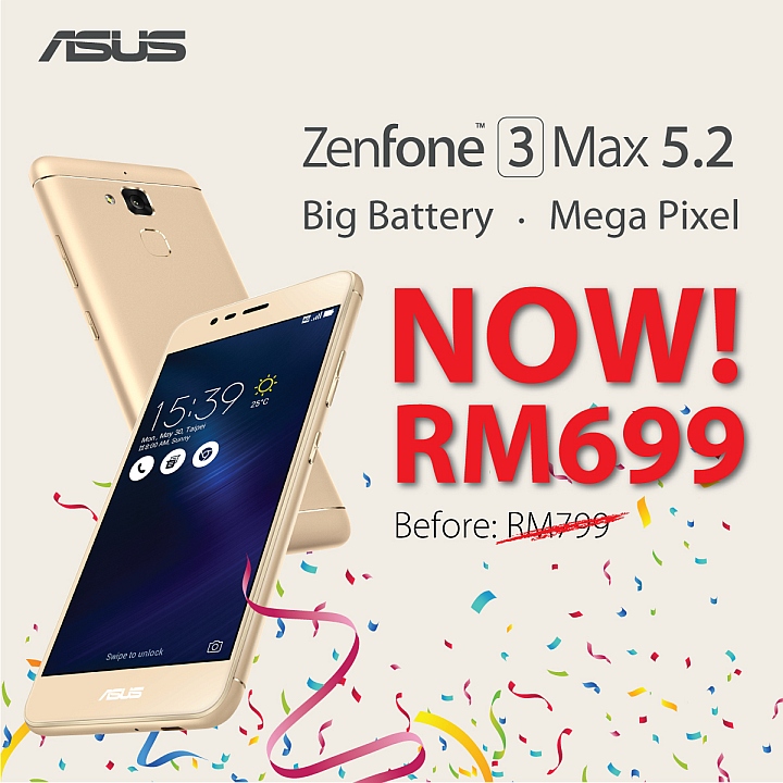 降價啦！Asus Zenfone 3 Max 以及 Zenfone Live 售價下調 RM100；最低僅需 RM499！ 1