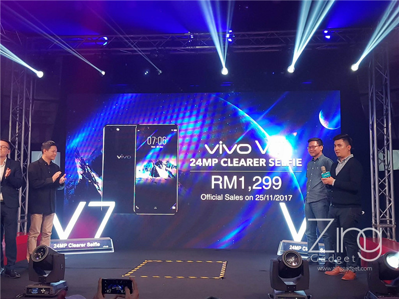 5.7寸全面屏、2400 萬像素自拍鏡頭：vivo V7 正式在馬來西亞發布；11月25日正式以 RM1,299 開賣！ 4