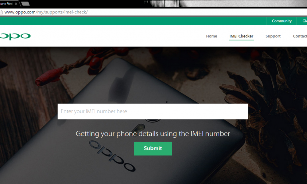 Figure 1 The webpage of IMEI Checker on OPPO Malaysia’s official website