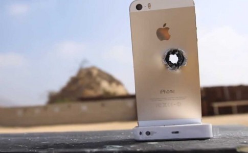 slow motion see what happens to a gold iphone 5s when you shoot it with a sniper rifle