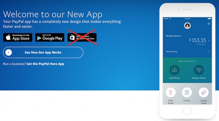 PayPal to Stop Windows Phone App