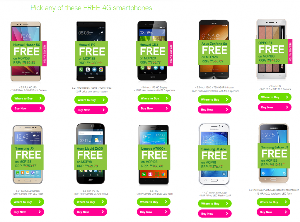 maxis plan free phone