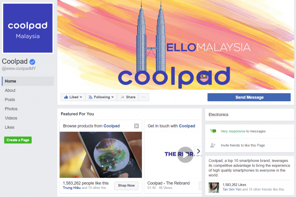 Coolpad brand announcement on FB