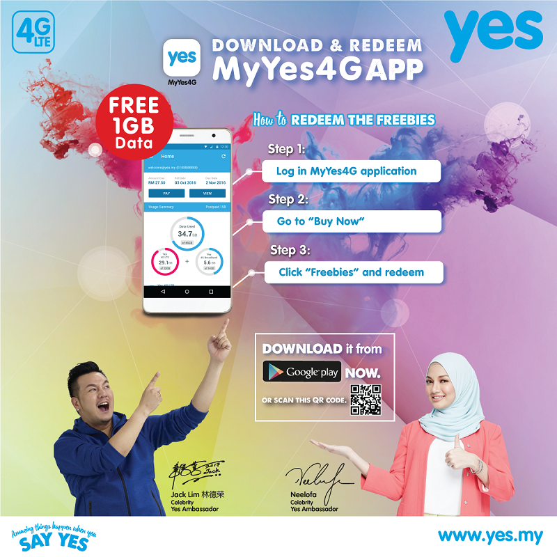 Download MyYes4G and Redeem 1GB