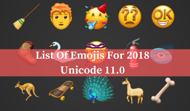 List Of Emojis For 2018 Unicode 11.0