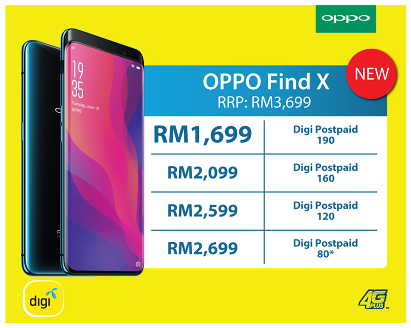Digi offers Customers the OPPO Find X as low as RM1699 with Digi Postpaid 副本