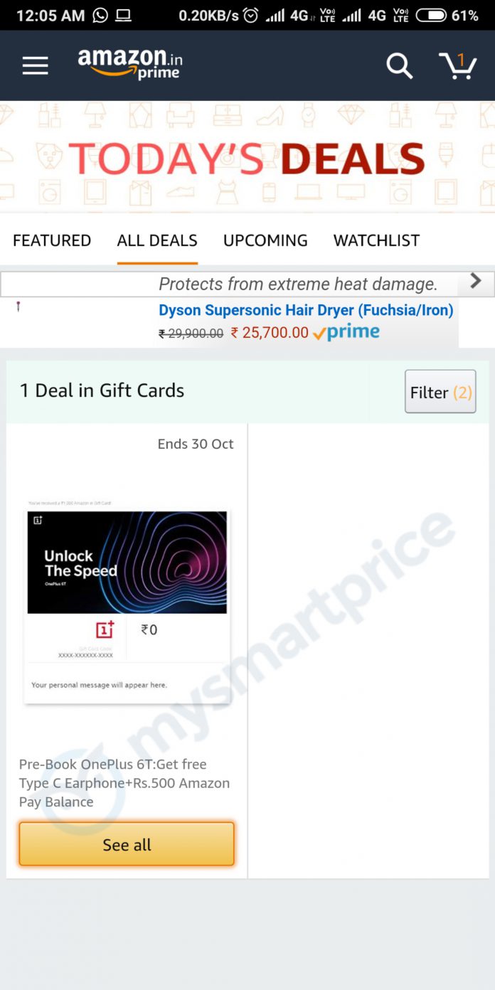 OnePlus 6T Pre Booking Amazon India