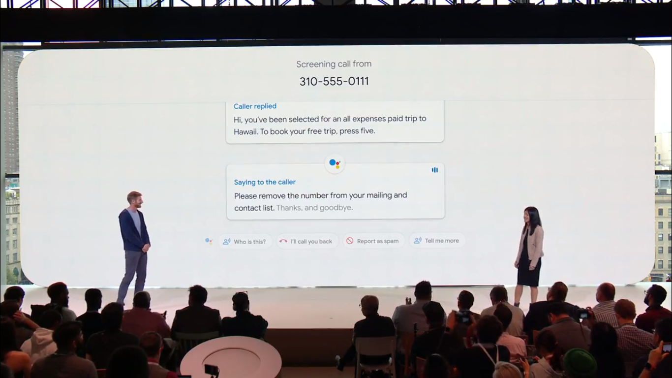 pixel 3 phone answer the phone for you reply realtime spam someone without speaking