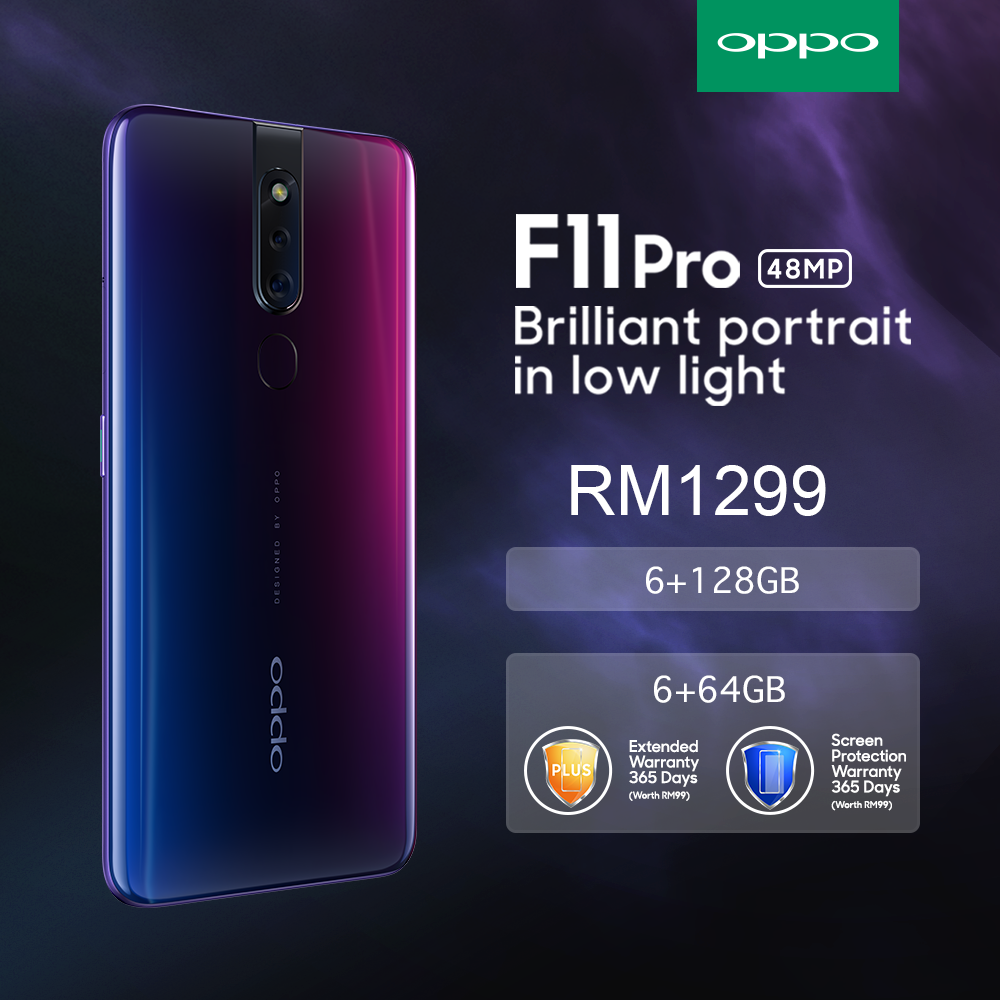 OPPO F11 Pro 6GB RAM 128GB ROM going on shelf at only RM1299