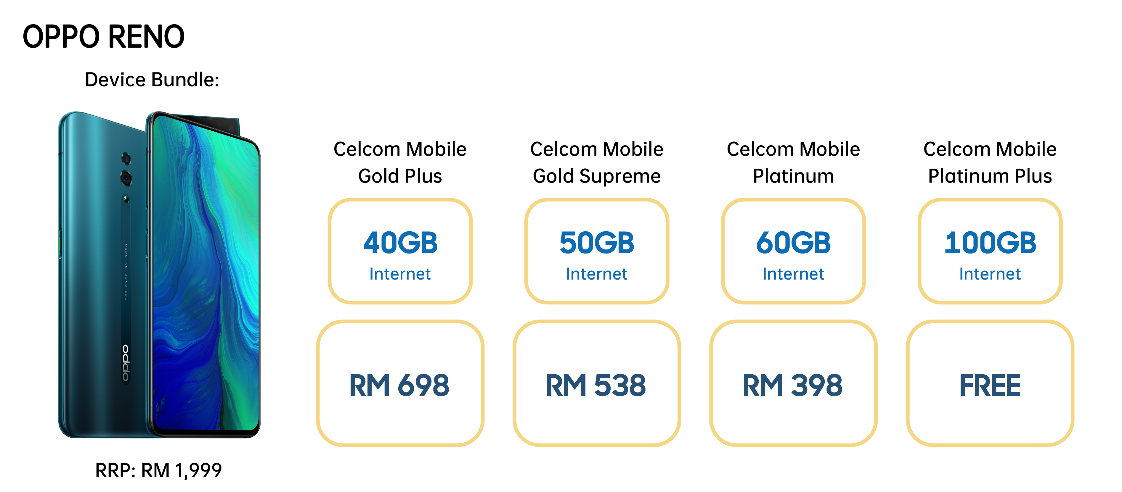 Own the latest OPPO Reno Absolutely Free with Celcom Mobile Plans