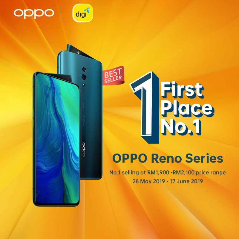 OPPO Reno ranked No.1 best selling smartphone in major telco stores 2