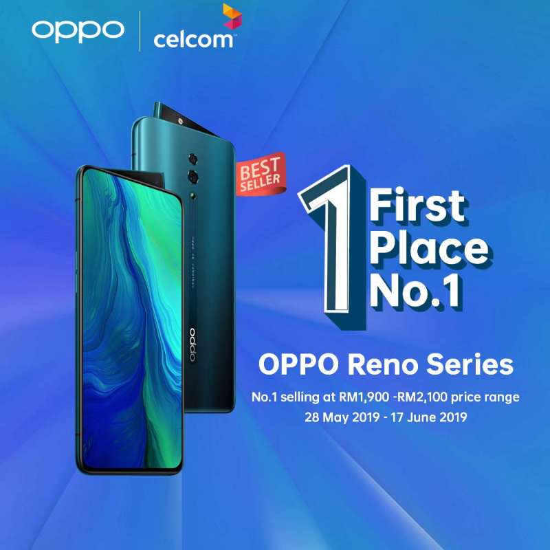 OPPO Reno ranked No.1 best selling smartphone in major telco stores