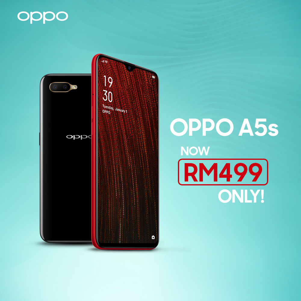 OPPO A5s has its price adjustment at only RM499 from today onwards