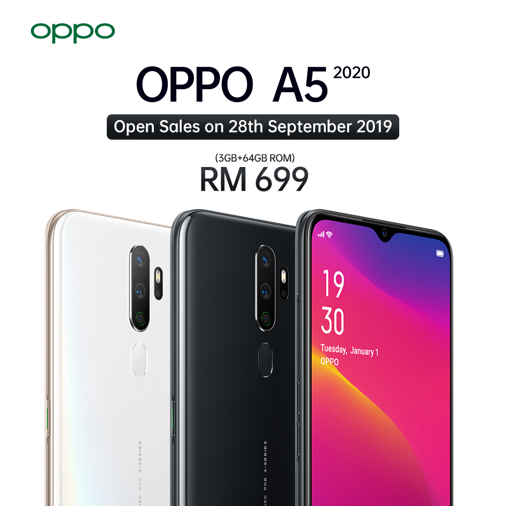 OPPO A5 2020 will commence its sale together with A9 2020 on 28th September 2019