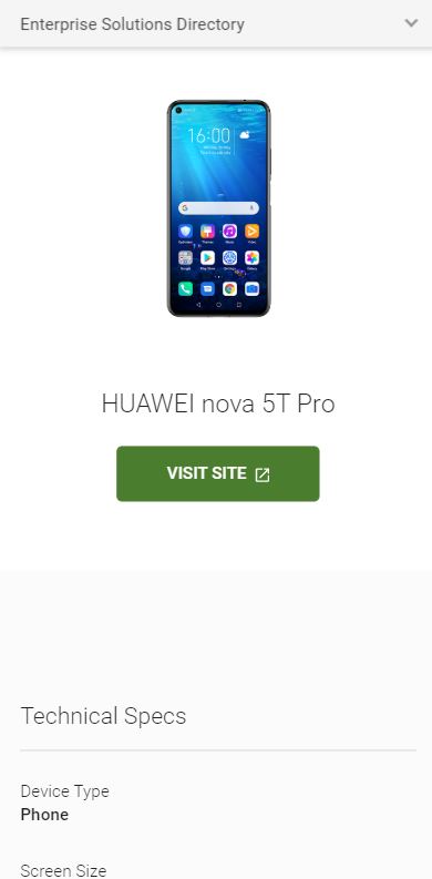 android enterprise listing nova 5t pro