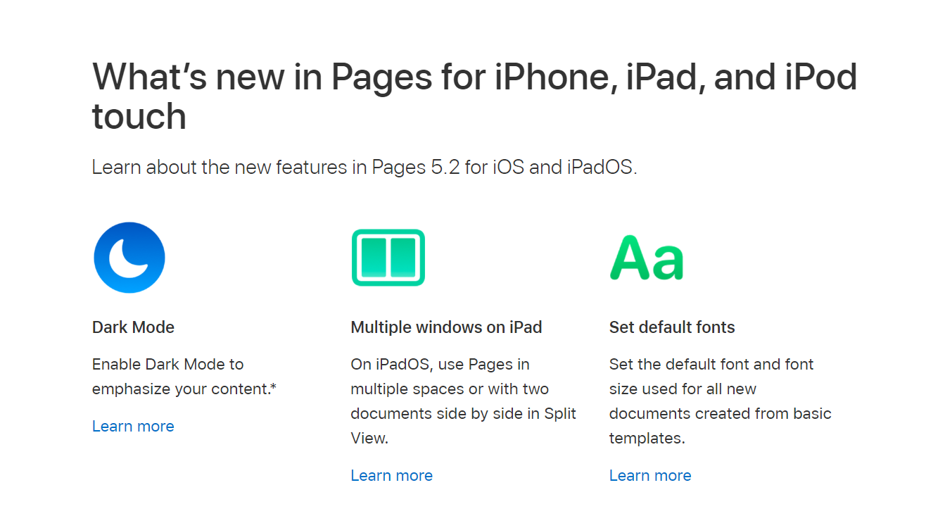 Page iOS iPadOS