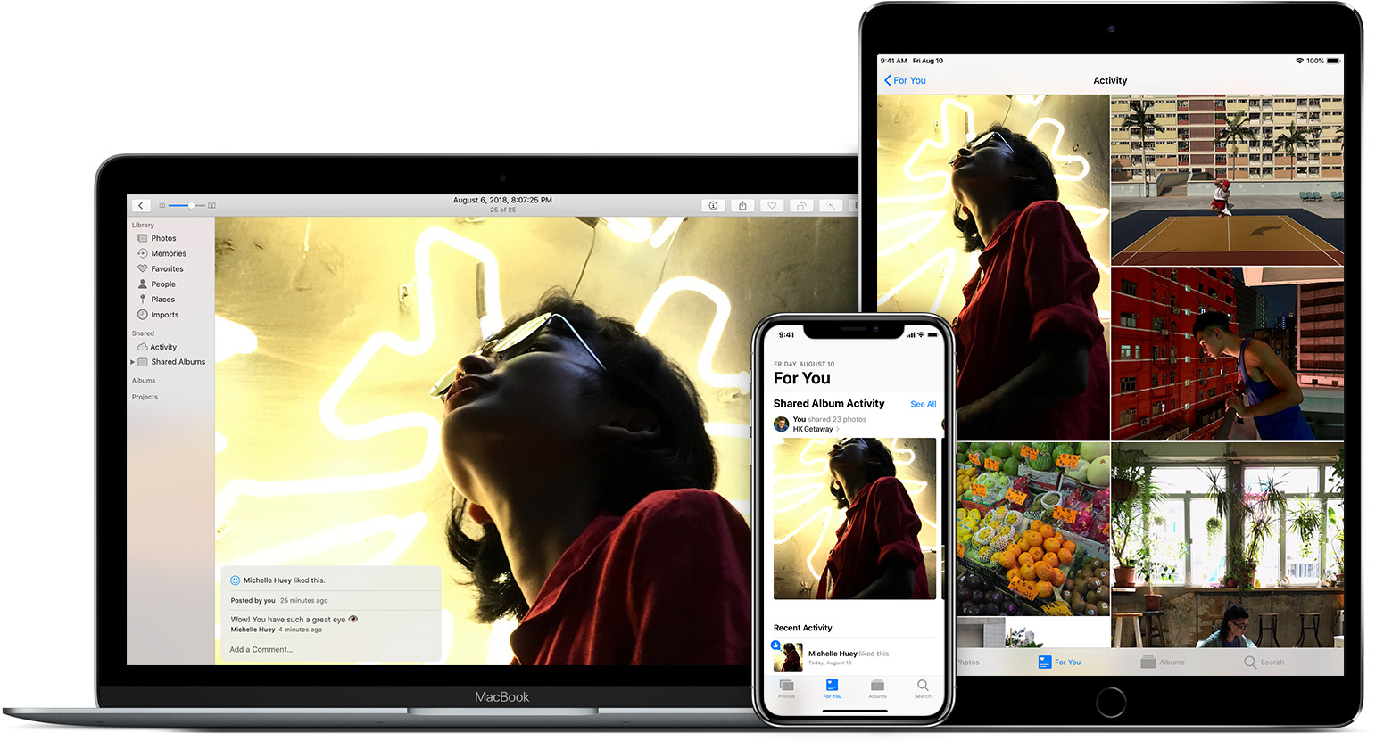 ios12 macos mojave macbook ipad pro iphone x shared albums hero