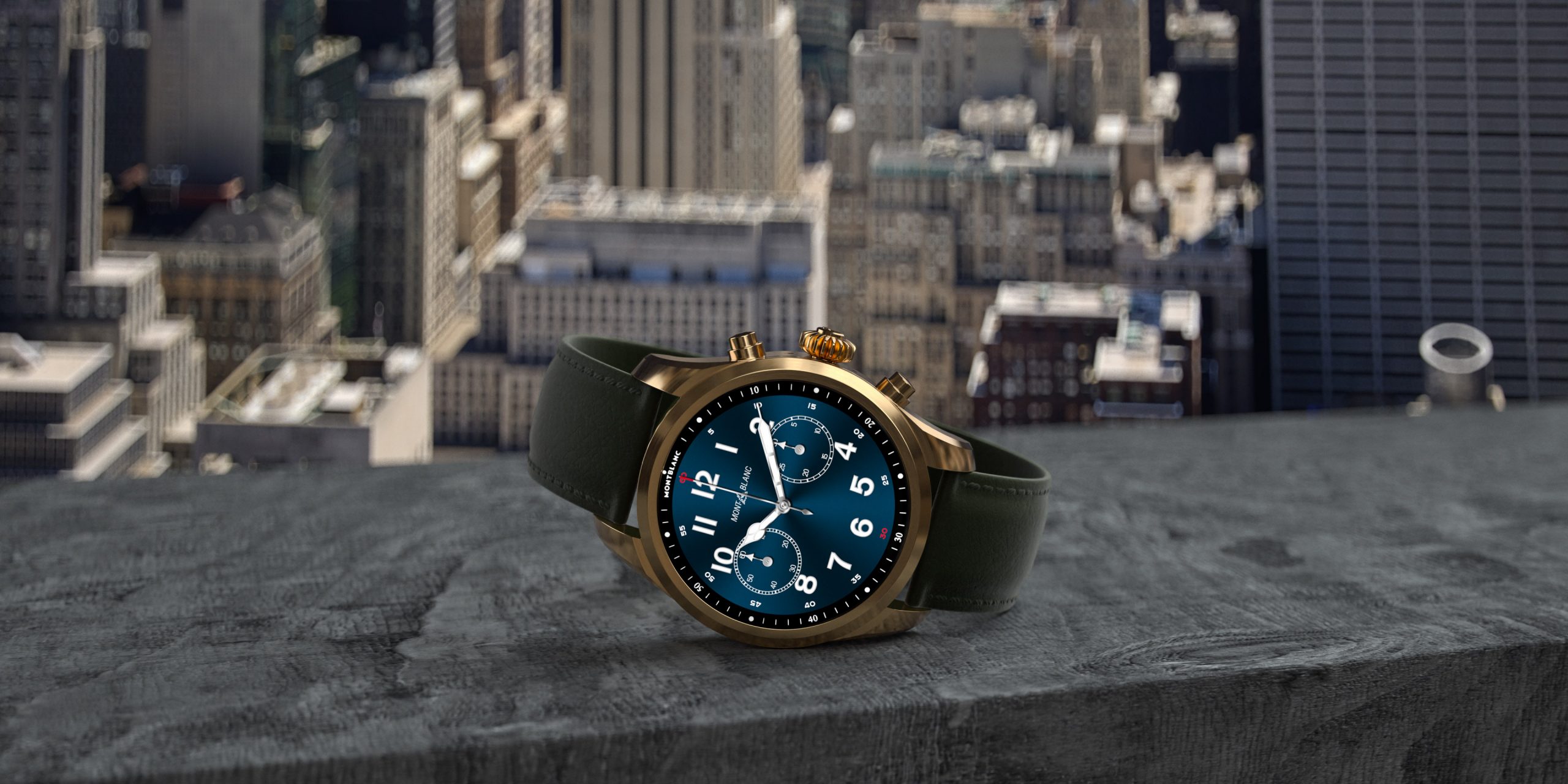 127679 Montblanc Summit 2 with bronze coloured steel case and khaki calf leather strap 2 scaled