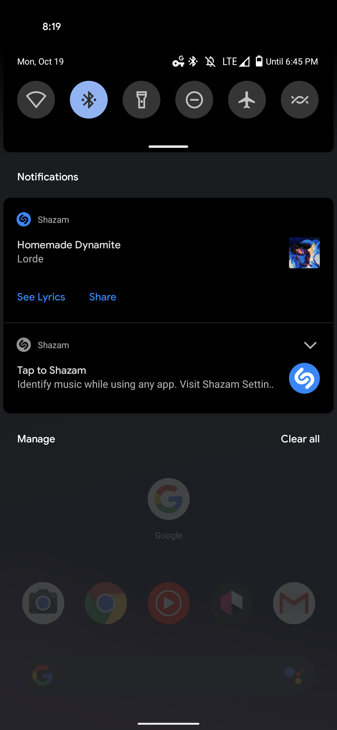 Shazam Android notification 3