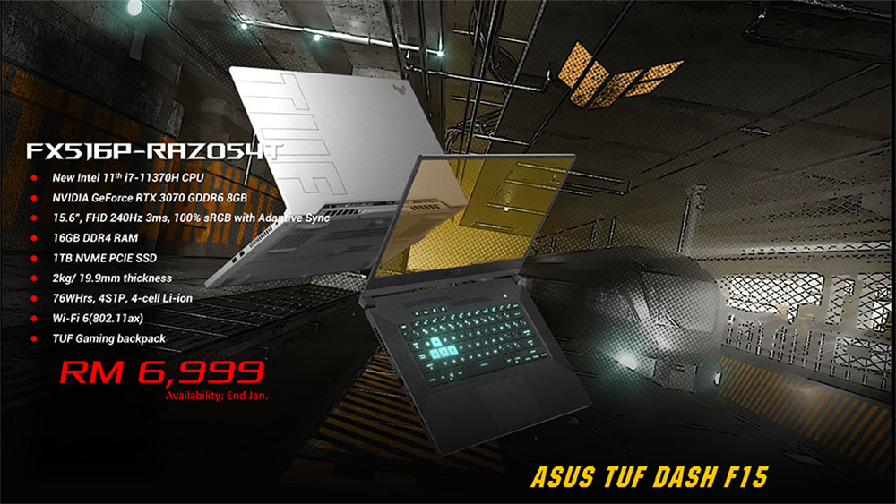 ASUS TUF Gaming 系列游戏笔电大马发表:搭载最新AMD/Intel处理器,最高RTX 3070显卡,售RM5,299起! 8 TUF Dash 2021 Pricing