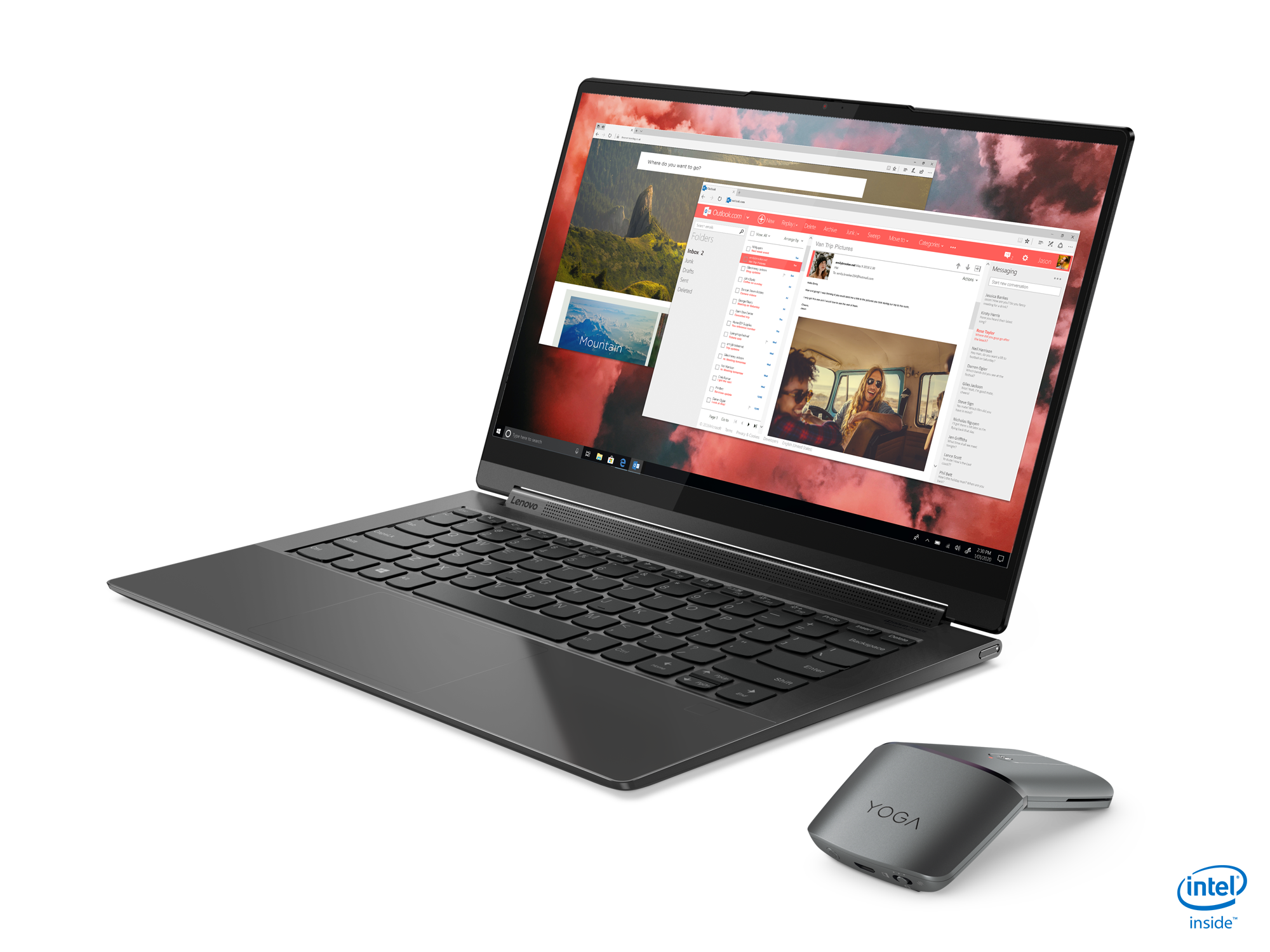Lenovo Yoga 9i Front Facing Left With Yoga Mouse