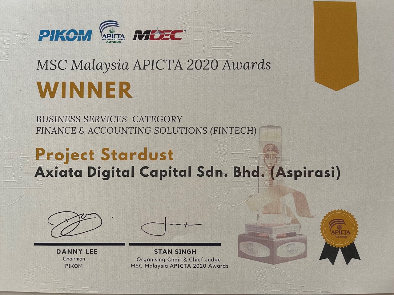 MSC Malaysia APICTA 2020 Awards Winner Project Stardust