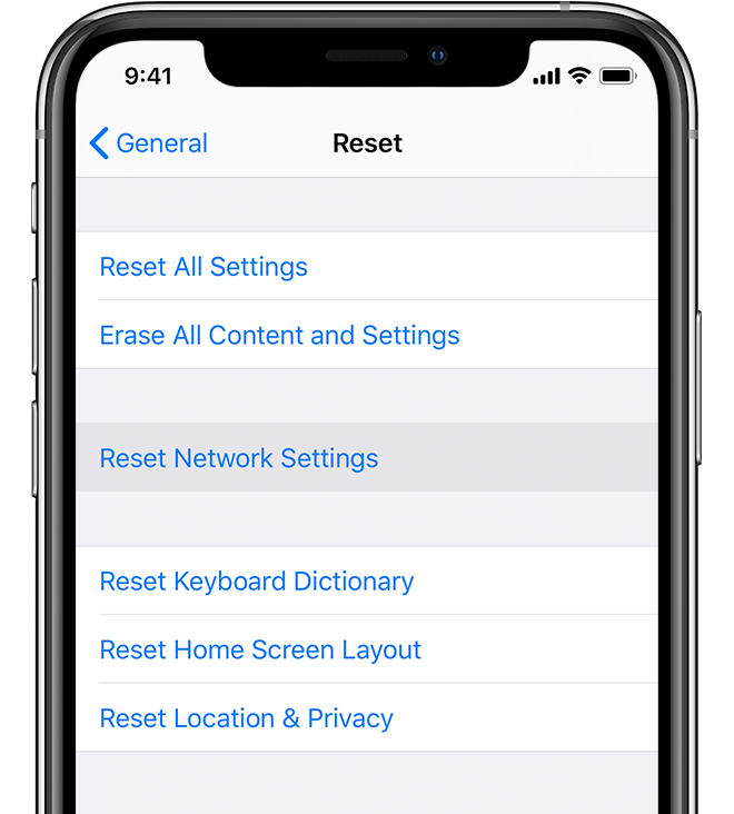 ios13 iphone xs settings general reset network steps