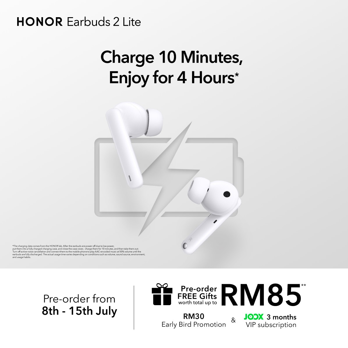 HONOR Earbuds 2 Lite 10 Minutes Charging