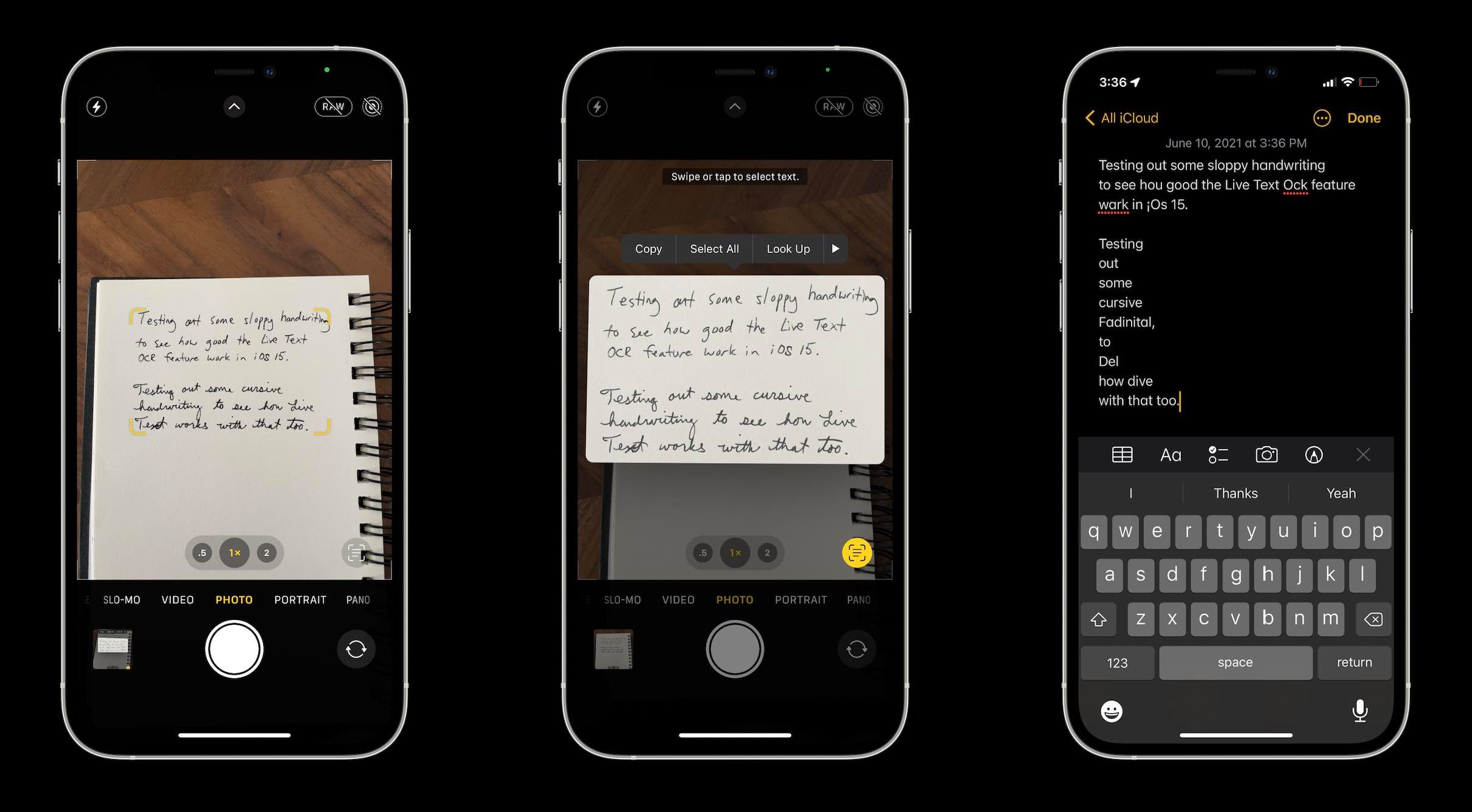 how iphone live text works ios 15 handwriting