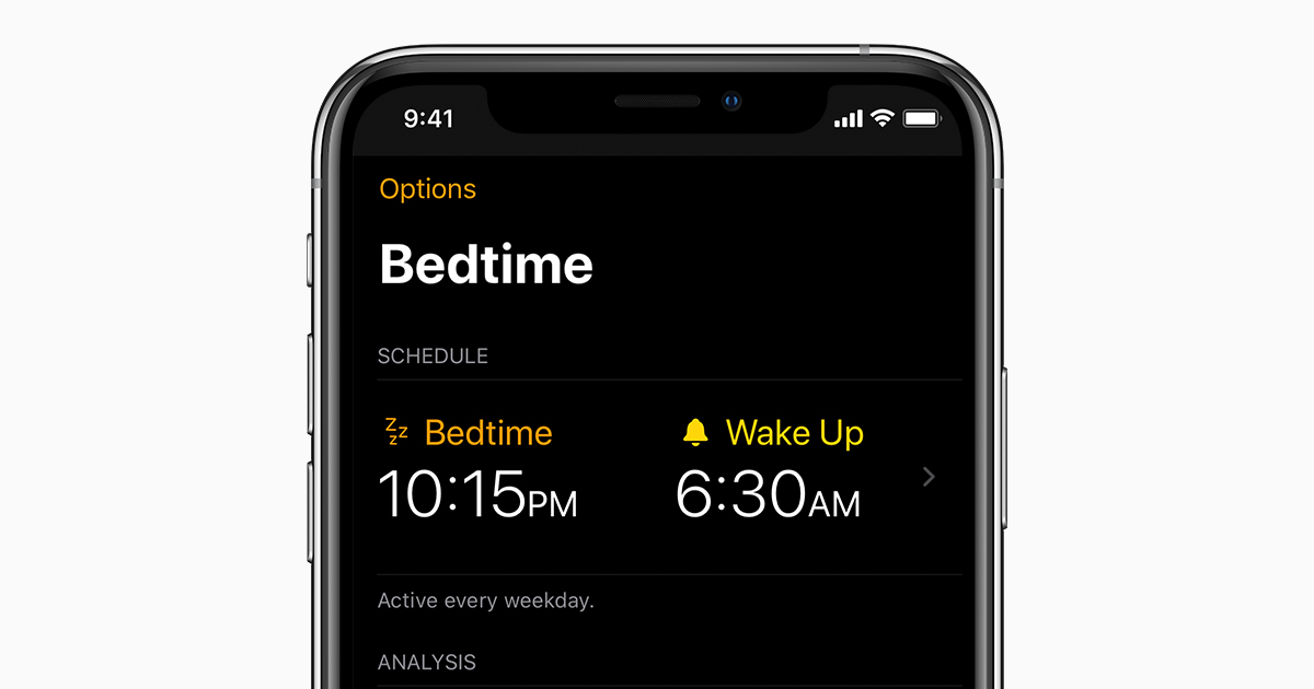 ios13 iphone xs clock bedtime schedule bedtime social card