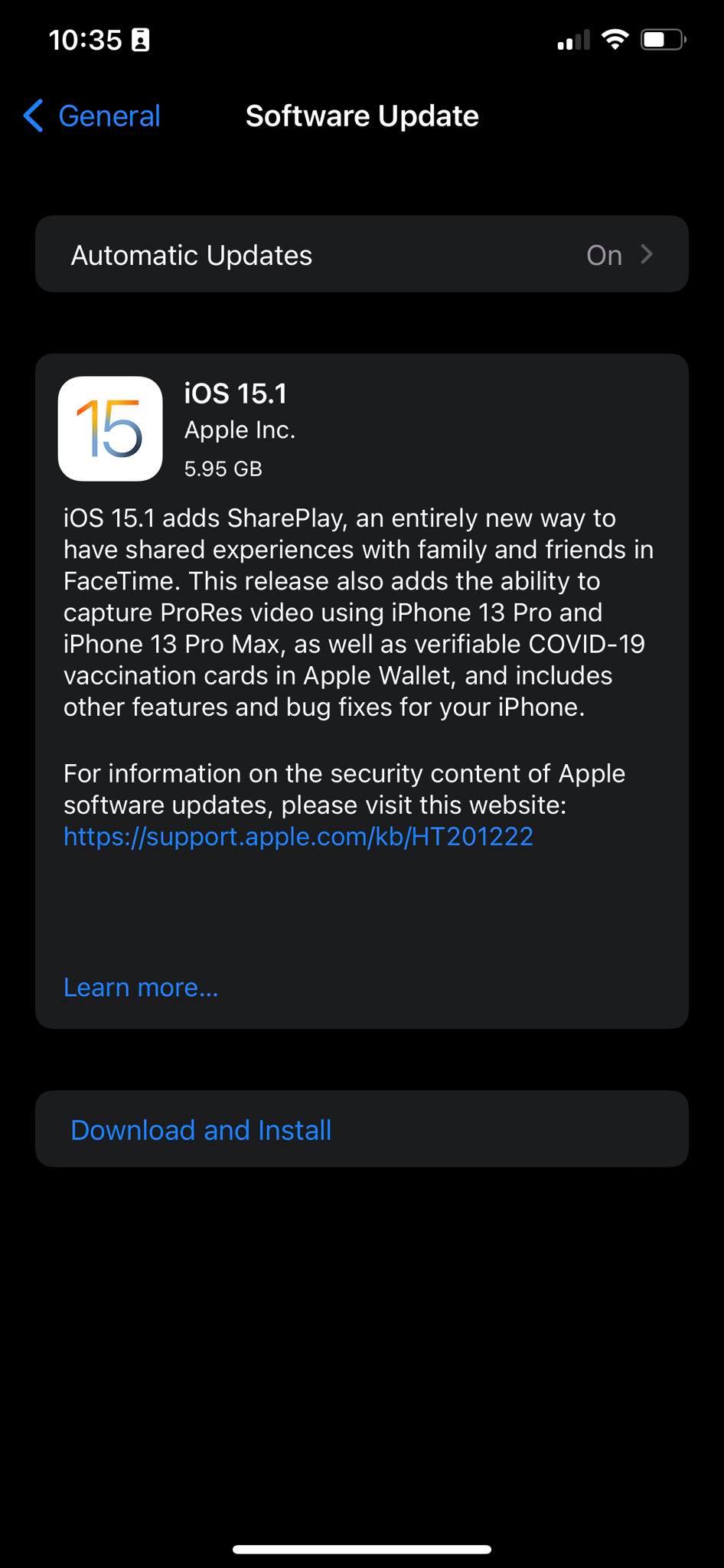 iOS 15.1 RC 1