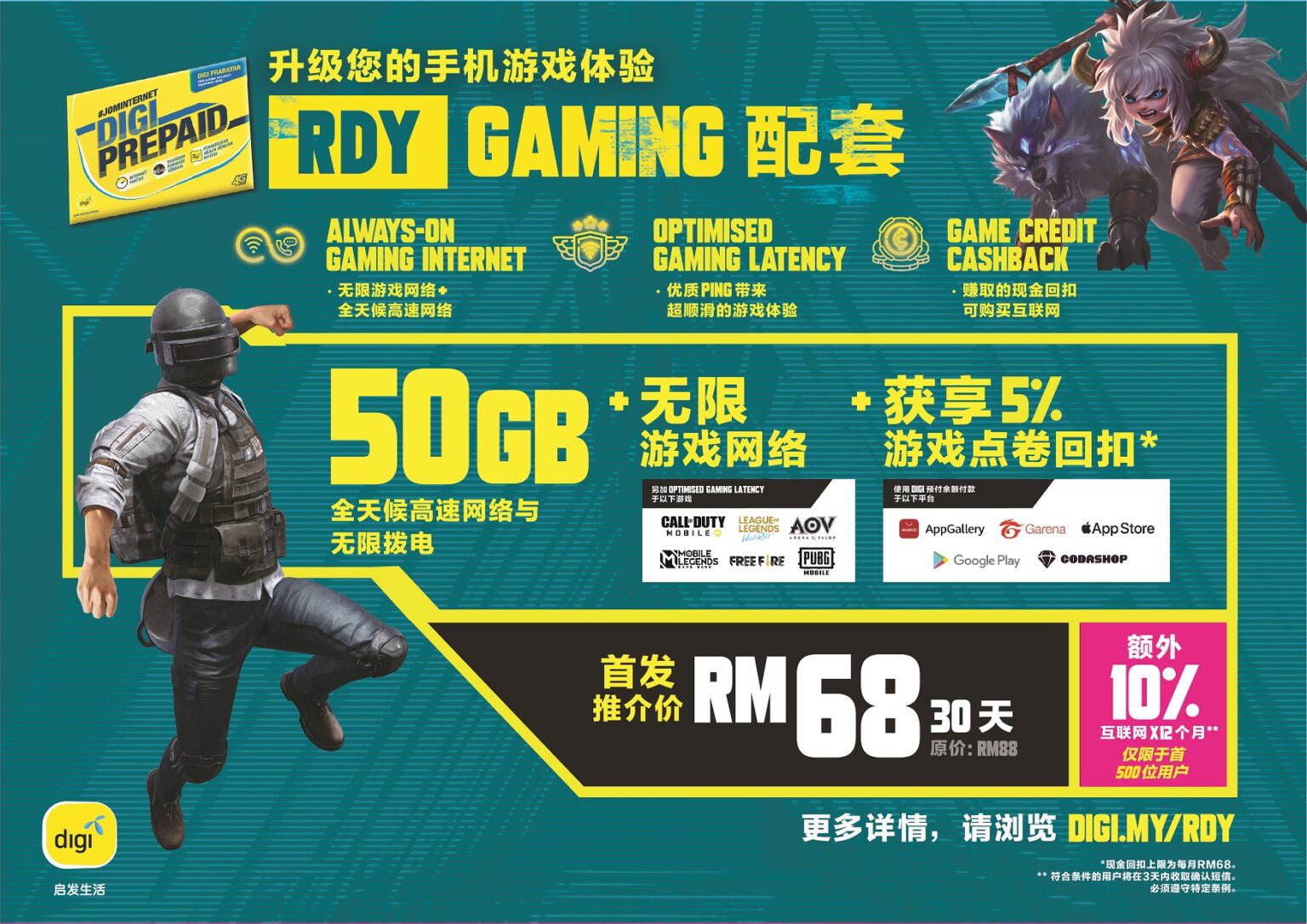 手游玩家看过来！DIGI 推出 RDY Gaming 预付配套，无限游戏网络畅玩6款热门手游！ - Zing Gadget