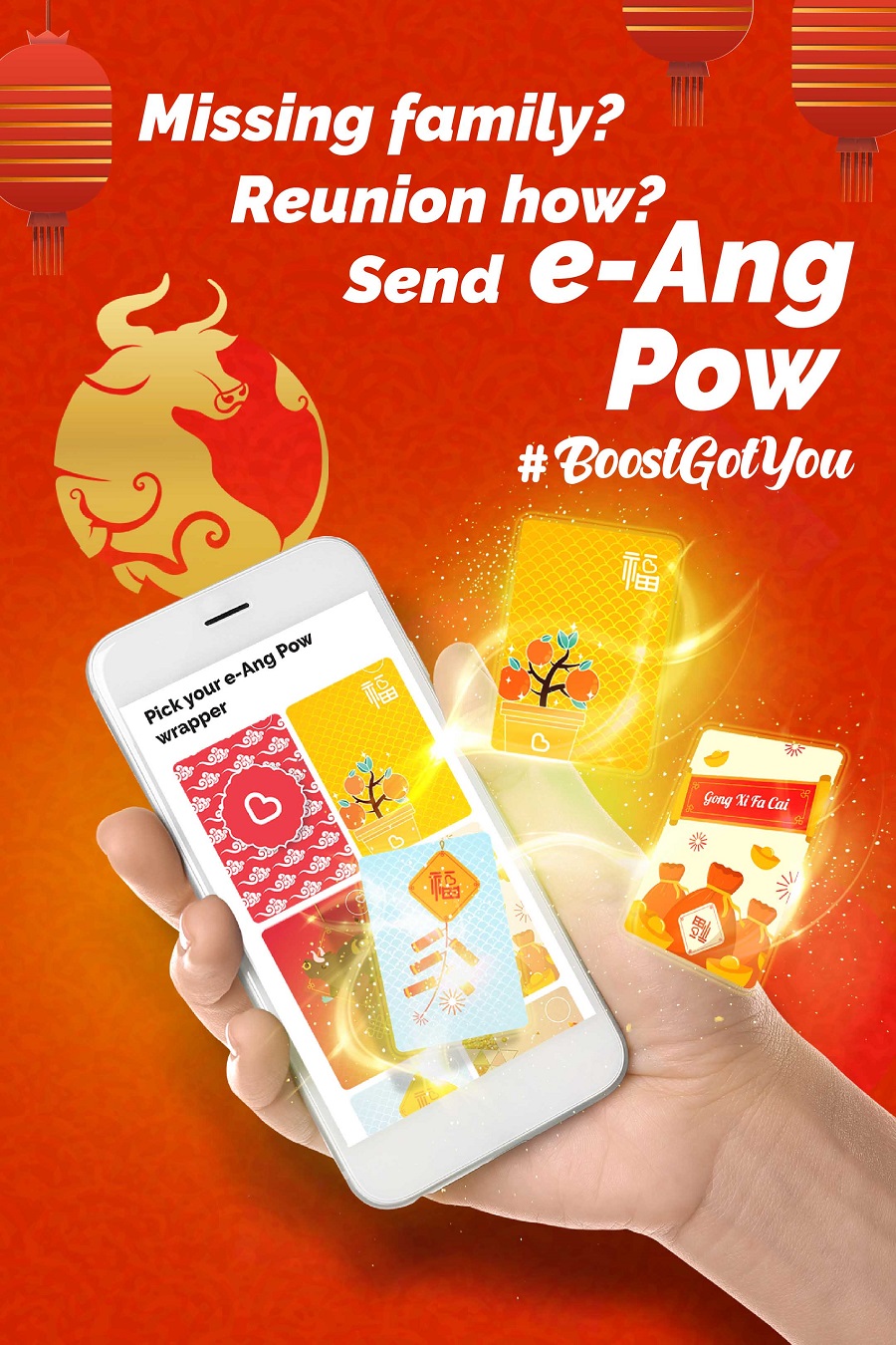 Send e Ang Pow with Boost this Ox picious CNY