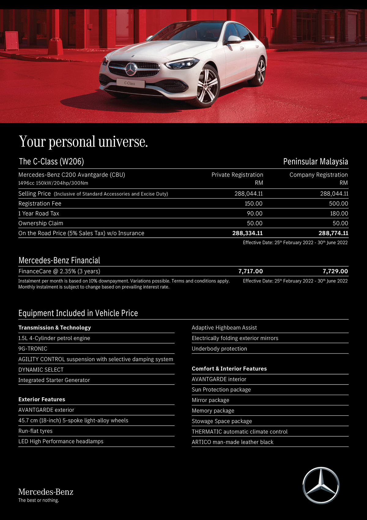 Mercedes Benz C Class avantgarde price