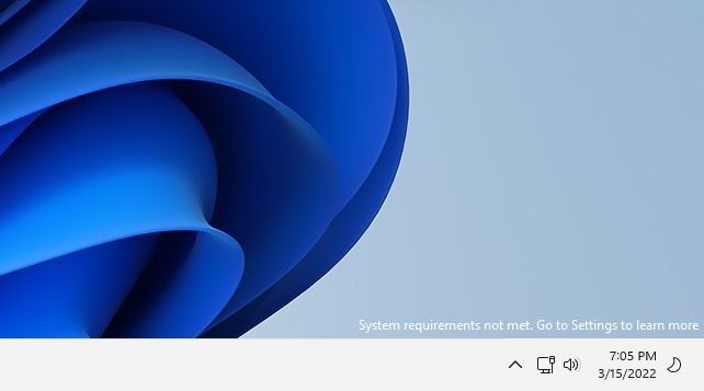 Windows 11 system requirements watermark