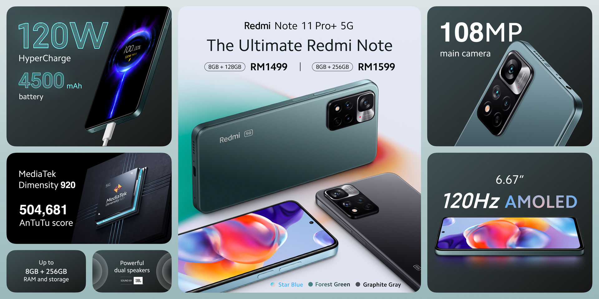 更多5G选项!Redmi Note 11 Pro+ 5G、11S 5G大马发布:120W快充、1亿像素四摄,售RM999起! 4 k16u my