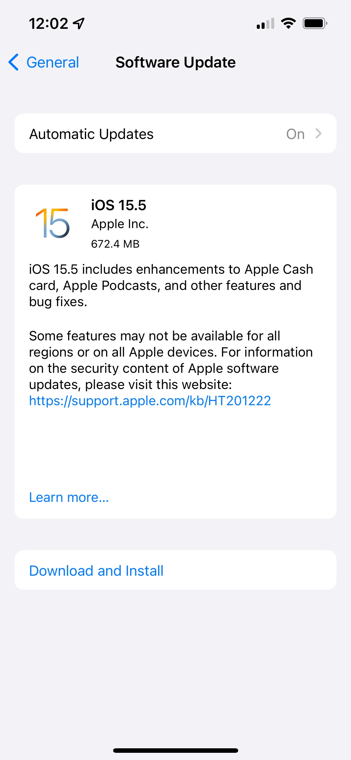 iOS 15.5 update