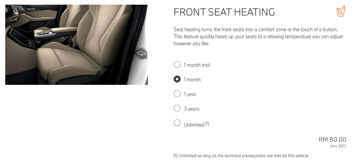 bmw heated seats subscription