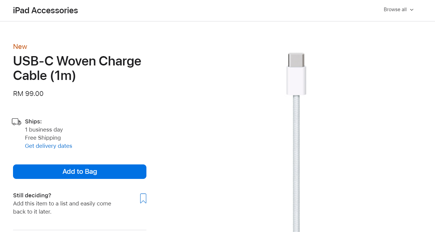 iPad彻底告别Lightning接口！Apple上架全新USB-C编织数据线，售RM99！