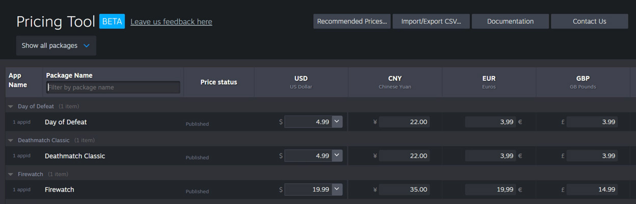 pricing tool steam