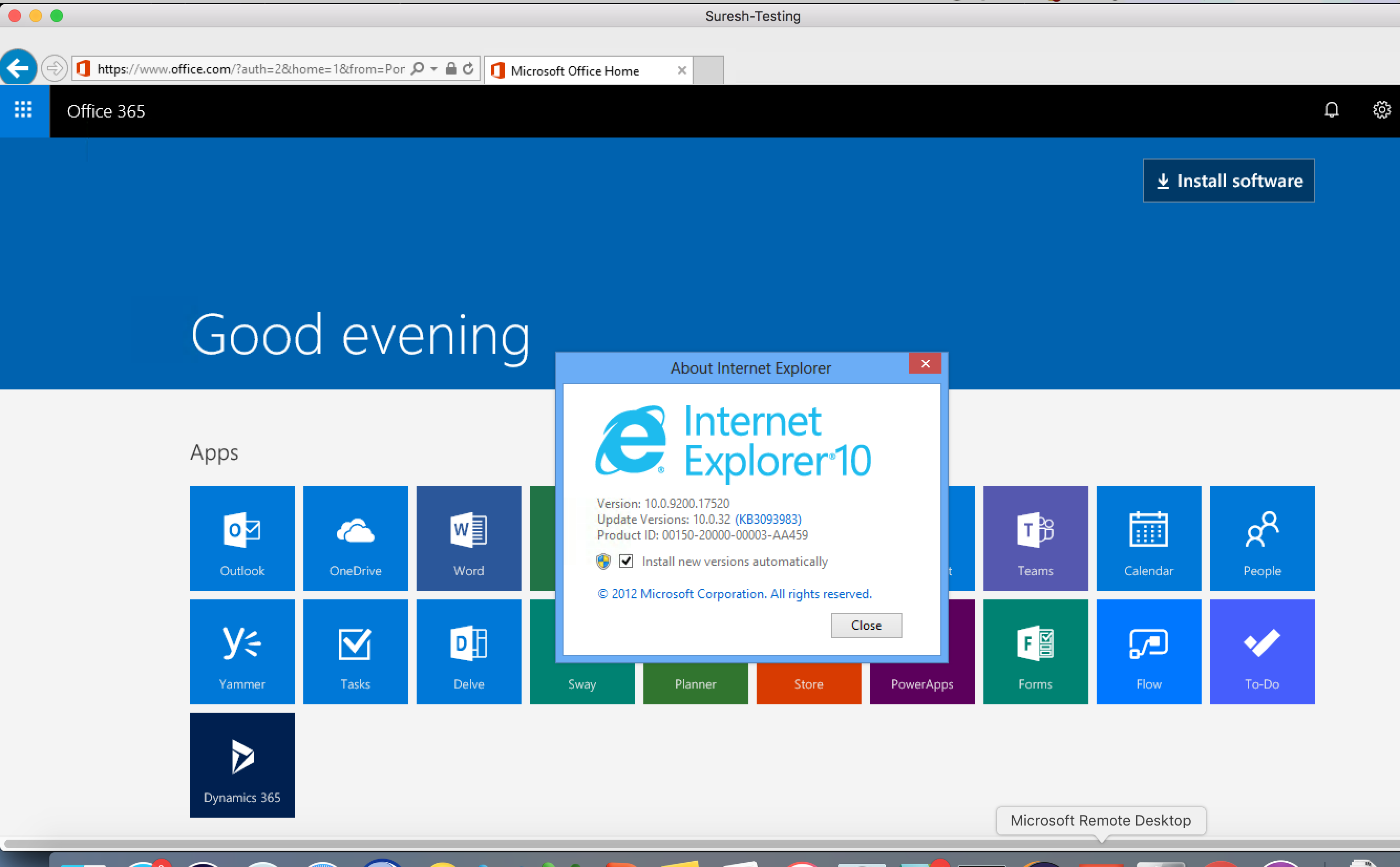 Microsoft IE OneDrive