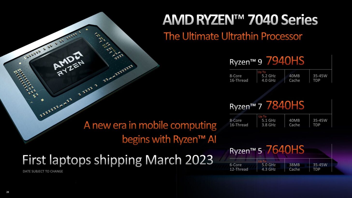 AMD Ryzen 7040 Laptop CPUs Phoenix