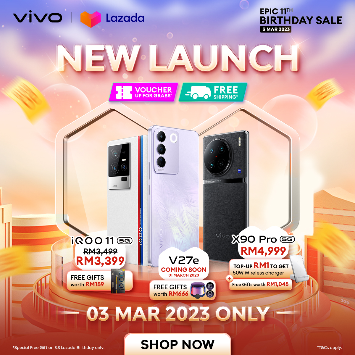仅限3月3日!vivo Lazada举办一日促销:高达50%折扣,X70 Pro 5G扣RM1430! 12 image001 1