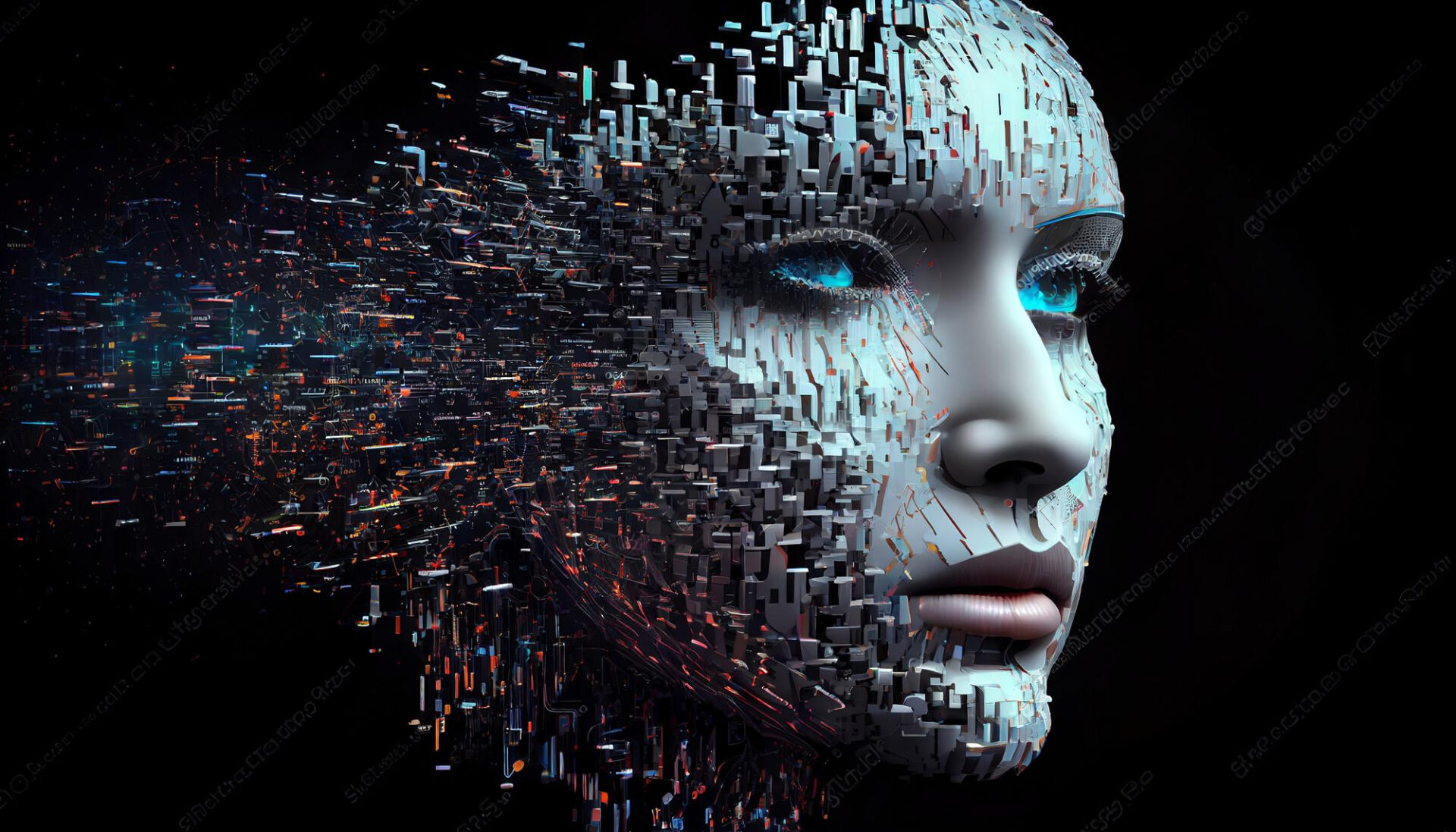 digital human face abstraction big data artificial intelligence cyber security generative ai