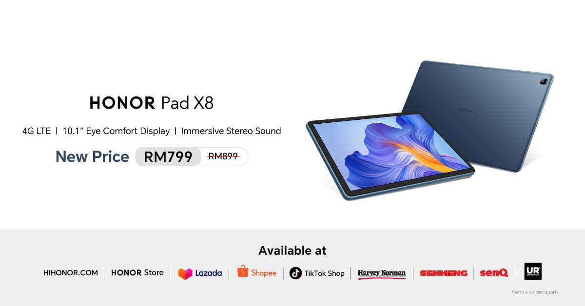 降幅达RM100!HONOR Pad X8 降价,只需RM799!门店购买还有免费保护套拿! 4
